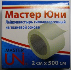 Лейкопластырь гипоаллергенный, Master Uni (Мастер Юни) р. 2смх500см №1 на тканевой основе